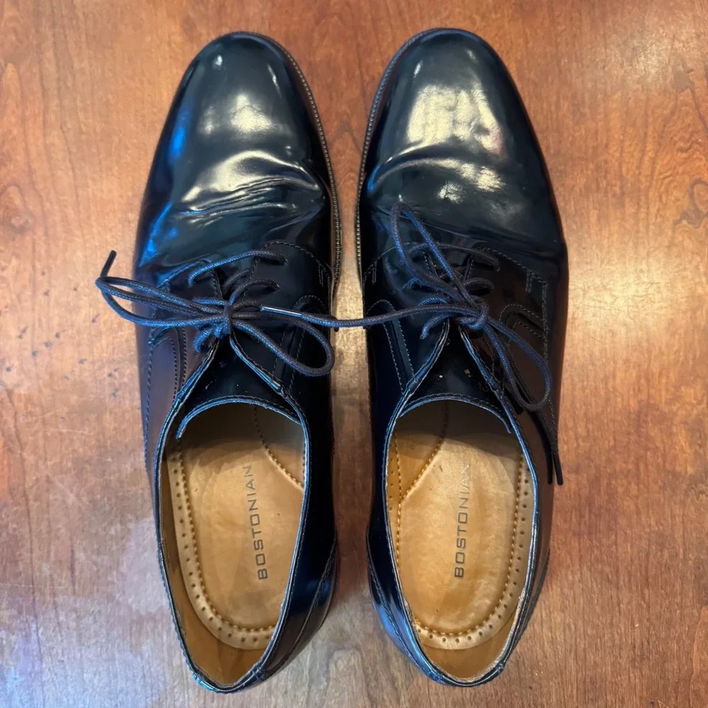 Bostonian Dress Shoes Men 11 Black Derby Lace Up Leather Formal Professional